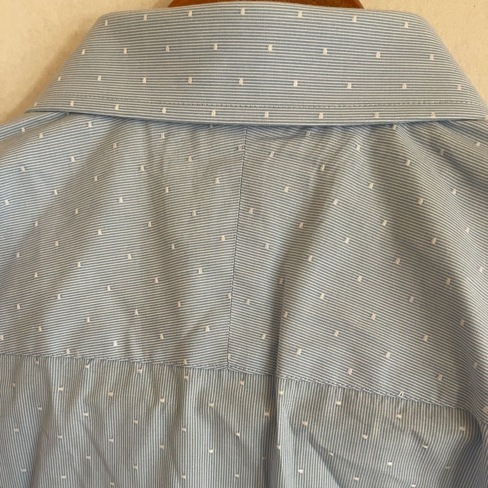 Ted Baker Endurance Blue Microstripe Dress Shirt – Floral Trim – Size 17 (34/35) - Picture 10 of 10